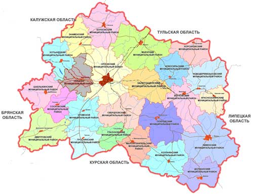 Карта: Орловская область