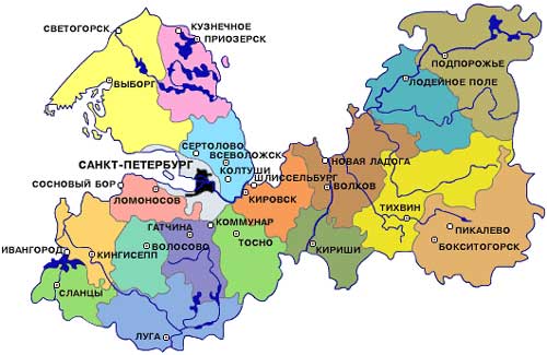 Карта: Санкт-Петербург и Ленинградская область